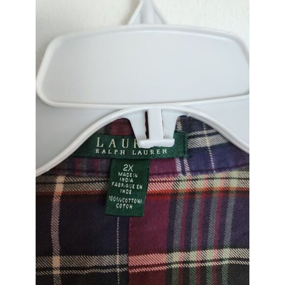 Lauren Ralph Lauren Red/Blue/Green Plaid 100% Cotton Button Up Shirt size 2X - Picture 9 of 9
